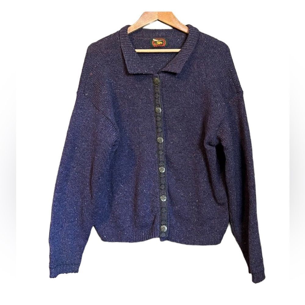 ‎Alps fine womens apparel purple wool blend cardigan
